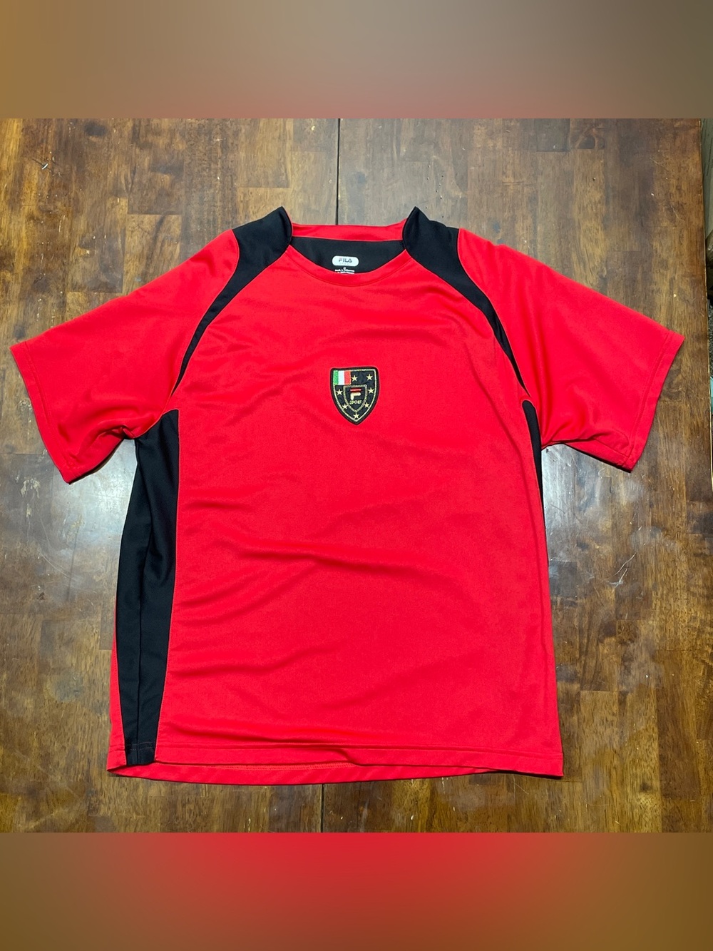 Fila Sport Italy Soccer Jersey Shirt Mens M Red Patch